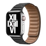 Läderarmband för Apple Watch Band 44mm 40mm 45mm 41mm Magnetiskt Länk Armband iWatch Ultra 49mm Serie 8 7 6 SE 5 4 3 42mm Svart