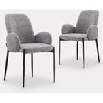 Serena - Lot de 2 chaises design en tissu bouclette gris - Gris