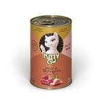 Kitty Cat Paté Bœuf et Dinde - Lot de 6 x 400 g - Nourriture Humide pour Chat - sans céréales - avec Taurine, Huile de Saumon et Moule aux orles Verts - Aliment Complet à Haute teneur en Viande -