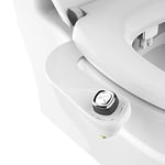 BioBidet SlimEdge Simple Bidet Toilet Attachment in White with Dual Nozzle, Fresh Water Spray, Non Electric, Easy to Install, Brass Inlet and Internal Valve