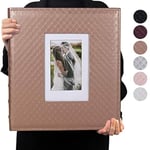 RECUTMS 6x4 Photo Album 600 Photos Large Capacity Black Inner Page Button Grain Leather Pockets Pictures Album Family Photo Albums Book Horizontal and Vertical Photos (Light Brown)