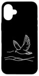 Coque pour iPhone 16 Plus Line Art Oiseau et ornithologue Colombe à ailes blanches