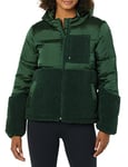 Amazon Essentials Women's Sherpa Puffer Jacket, Dark Green Shiny, S