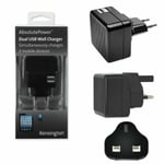 2.1A AMP Fast Dual Twin 2 Port USB Charger UK EU USA Mains Wall Plug Adapter