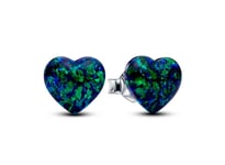 Pandora Moments Sterling silver Synthetic Opal Green sydänkorvakorut 293356C01