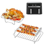 Air Fryer Rack for 5.2l/3.1l Air Fryer, Large&Small Air Fryer Accessories Compatible with Tower T17099 5.2l/3.3l, Lakeland 5l/3l＆Salter Ek5729 Dual Drawer 5.5l/3.5l Air Fryer