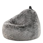 icon Cocoon Faux Fur Ezra Bean Bag Chair, Artic Wolf Grey, Giant Fluffy Bean Bags Adult, Large Bean Bags with Filling Included