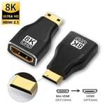 Mini Hdmi To Hdmi 8k Hdmi 2.1 Adapter Adaptateur Hdmi 2.1 Mâle Vers Femelle, 8k, Convertisseur 8k 60hz 4k 120hz, 48gbps, Résistant, Compatible Ps5, Ps4, Hdtv, Roku, Tv Stick, Pc, 90, 270 ""Nipseyteko