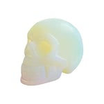 Spring.Rd 2 Inch Hand Carved Crystal Gemstone Skull Statue Healing Crystal Skull Sculpture Reiki Healing Stone Pocket Statue Carved Craftsmanship for Men Women (Opal)