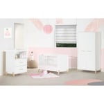 BABYPRICE JOY NATUREL Lit bébé 60*120cm + commode 2 portes et 1 niche