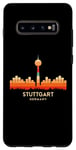 Coque pour Galaxy S10+ Vintage Retro Style Landscape SunSkyline Stuttgart Germany