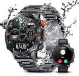 Montre Connectée Homme Pour Android Ios 1,43"" Hd Outdoor 110 Modes Sportifs Montre Intelligente Militaire Avec Appels Bluetooth,Étanche Ip68,Batterie 400 Mah,Sommeil Moniteur