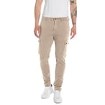 Replay men's cargo trousers Hyperflex with stretch, gray (Coffee Cream 225), 34W / 32L