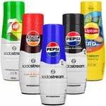 5x SodaStream Sirap Pepsi, Pepsi MAX, Lipton persika, 7UP, schwip