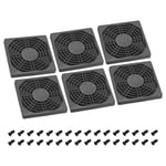 6 Pack 92mm Cooling Fan Filter with Screw ABS Ventilator Grill Guard, Black