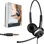 Casque avec Prise Jack 3,5 mm Compatible avec FritzFon C6,MacBook,Smartphone,Speedphone,Ordinateur Portable,Casque et Microphone avec Rembourrage de Rechange-Léger 80 g (2 Oreilles)