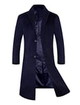 iCKER Mens Wool Coat Long Trench Coat Peacoat Jacket Slim Fit Casual Overcoat Outwear