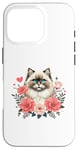 Coque pour iPhone 16 Pro Roses Flowers Himalayan Cat