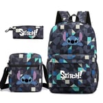 3-delad Set Stitch Ryggsäck Skulderryggsäck Canvas BLÅ DD BLUE D