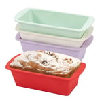 Vinuwu Mini Loaf Tins, 4Pack Silicone 1Lb Loaf Pans, 16 x 8.5 cm Non-Stick Baking Trays, Small Cake Bread Tins for Baking, Rectangle Baking Moulds, Air Fryer Cake Tin, Bread Making Accessories