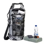 Relaxdays Dry, 25 Litre, Waterproof Backpack, Water Sports & Trekking, Shoulder Strap, Ocean Bag, Grey/Black, 70% polyester 30% plastic, 64 x 38 x 3 cm