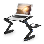 Portable Laptop Table, Adjustable Bed Folding Laptop Desk, Laptop Stand Reading Bookshelf with Powerful Cooling Fan & Mouse Pad Ergonomic Computer Holder TV Tray Standing Desk