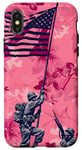 Coque pour iPhone X/XS Rose Pop Art Floral Iwo Jima Drapeau Américain Levage