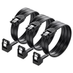 Lot De 3 Cable Sata 3, Câble Sata Iii À Angle Droit De 90 Degrés 60 Cm De Ensemble 3 Pièces Sata Iii 6.0 Gbps, Noir[CAB300013]