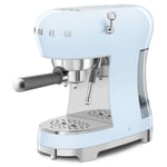 Smeg ECF02PBUK 50s Retro Style Espresso Coffee Machine with Steam Wand Pastel Blue