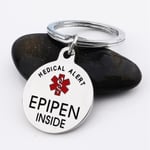 Epipen Tag, Epipen Bag Tag - Esa Tag - Dragkedja - Helt kirurgiskt rostfritt stål Medical Alert Symbol Id Tag Keyri