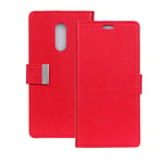 Mipcase Leather Case for Nokia X6, Multi-function Flip Phone Case with Iron Magnetic Buckle, Wallet Case with Card Slots [2 Slots] Kickstand Business Cover for Nokia X6 (Red)