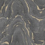 Muriva Realistic Marble Woodgrain Charcoal Grey Metallic Gold Wallpaper