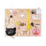 Mia Tableau D'activité Sensoriel Montessori Busy Board En Bois Naturel Animaux 50 Cm