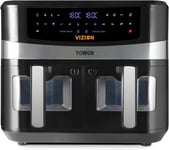 Tower, T17100, Vortx Vizion 9L Dual Basket Air Fryer with Digital control panel