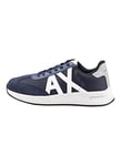 Armani Exchange Homme Inserts en Daim de Vache, Logo de la Semelle, Lacets Basket, Bleu Marine/Blanc, 42.5 EU