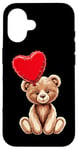 Coque pour iPhone 16 Ours en peluche coeur amour joyeux Saint-Valentin