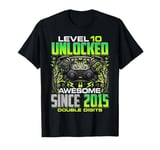 Level 10 Unlocked Awesome Since 2015 10th Birthday Gaming T-Shirt