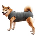 LIANZIMAU Dog Recovery Suit Neuter Onesie Breathable Surgical Abdominal Wounds And Skin Protector Avoid Licking Cone E Collar Alternative After Surgery Wear 3XL Grey