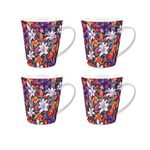 Lily Flowers Small Latte Mugs - Purple & Orange Ceramic Cup Gift - Set of 4