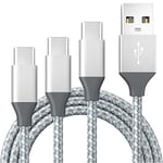 BIBTIM Câble chargeur USB C [2M/Lot de 3], USB 2.0 Type C charge rapide 3A tressé USB A vers USB C 480Mbps transfert de données, compatible avec Samsung Galaxy S22 Sony Xperia Huawei Pixel HTC Xiaomi