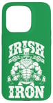 Coque pour iPhone 15 Pro Irlandais Iron Funny St Patrick Day Leprechaun Gym Fitness