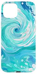 iPhone 15 Plus Swirl Blue Color Illustration Pattern Abstract Art Case