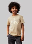 Calvin Klein Kids' Cotton Monogram T-Shirt, Pale Khaki