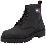 Tommy Jeans Bottes Low Boot Homme Leather Lace Up à Lacer, Noir (Black), 41