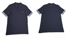 Fred Perry Men's Airforce Blue Bold Cuff Pique Polo Shirt Size UK L 39 - 40"...