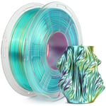 Silk PLA Plus Filament d'imprimante 3D, PLA+ brillant triple couleur 1.75mm, 360° dévoile des couleurs variées, précision dimensionnelle +/- 0.02mm, bobine de 1 kg (2.2lb), Rouge Jaune Vert