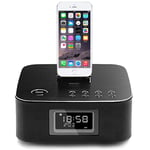 HiFi Wireless Bluetooth Speaker Alarm Clock Digital Radio Clock, Bedside Rapid Charging Audio, FM Radio AM,Silver,alarm clock digital ANJT (Color : Black)