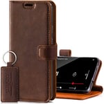 SURAZO Leather Wallet Mobile Phone Case Compatible with iPhone 12 Pro Max - Flip & Fold Smartphone Case with Stand, RFID Blocker, Magnet Closure, 3 Slots for Bank Cards - Handcrafted European Leather