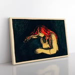 The Vampire Vol.2 By Edvard Munch Classic Painting Canvas Wall Art Print Ready to Hang, Framed Picture for Living Room Bedroom Home Office Décor, 60x40 cm (24x16 Inch)