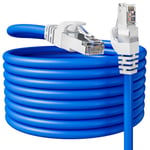 Cable Ethernet 20m, Cable RJ45 Cat 6 Blindé Câble Réseau Haut Débit Gigabit Câble Internet 20 Mètres, FTP Anti-Brouillage Cable LAN à l'extérieur Imperméable Câble d'Installation Bleu Pour Router